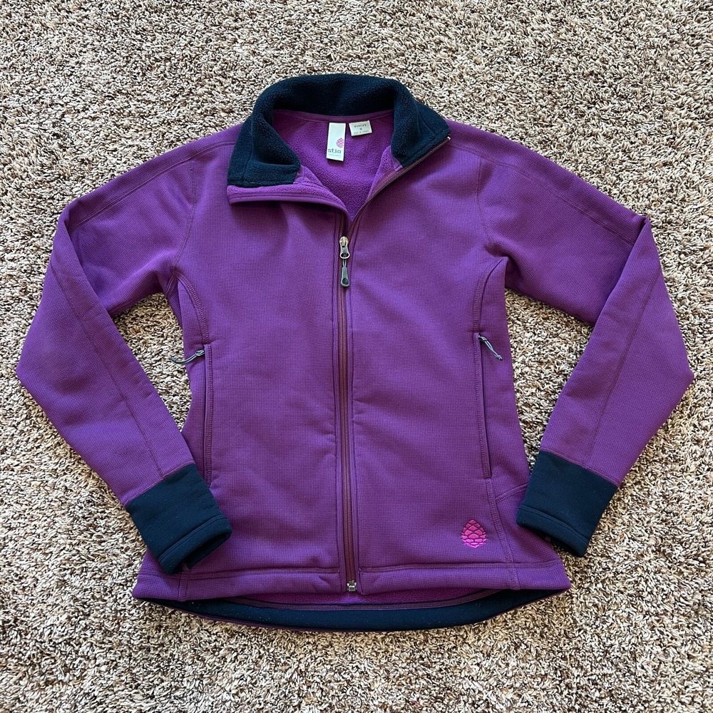 Stio Origins Jacket Women's Small Fleece Full Zip Pockets Purple Hike Outdoor